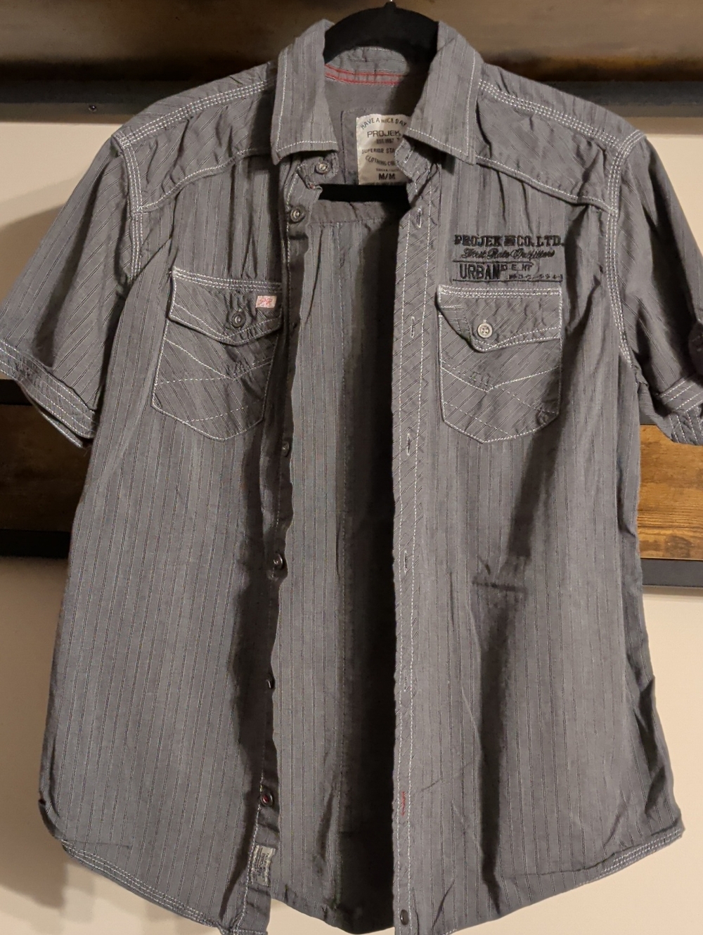 Men's Short-Sleeve Button-Up Shirt — Gray Projek Raw